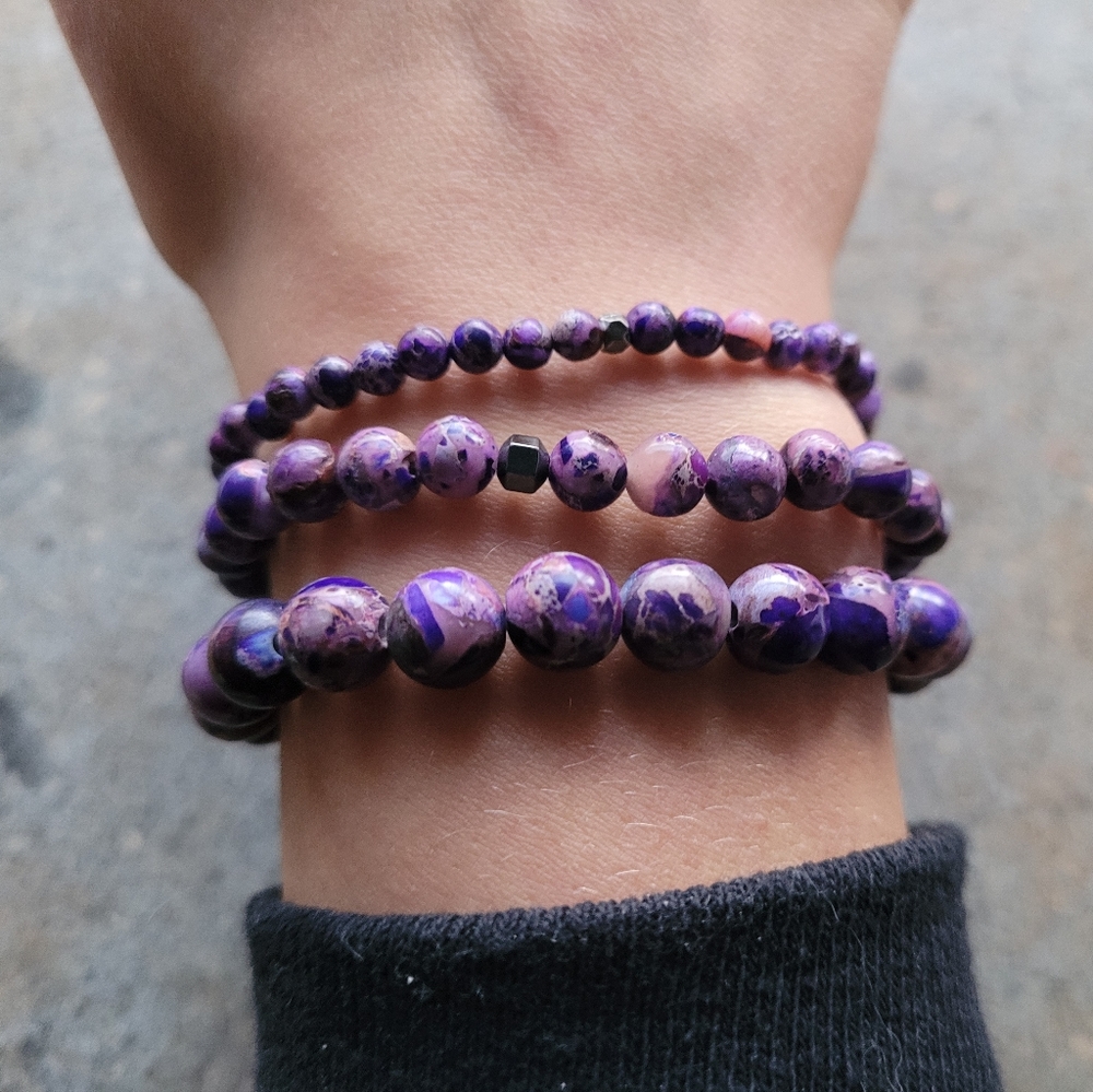Jasper Stone Bead Handamde Bracelet Set of 3